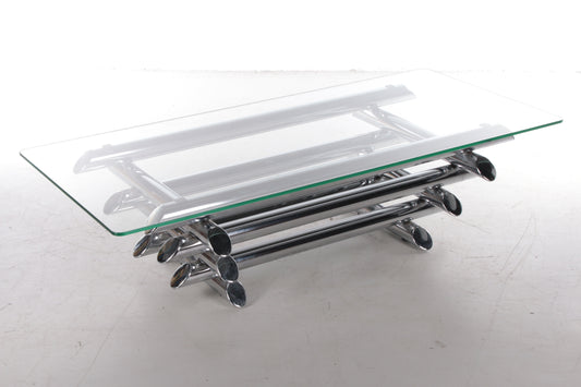 Vintage Designer coffee table with chrome tubes,1970s