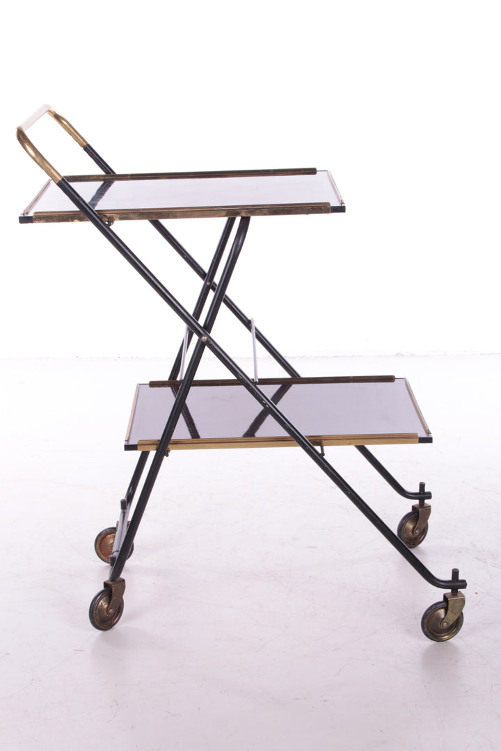 Vintage Franse Serveertrolley of Drankenkar,1960 zijkant