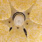 Vintage gele hanglamp gemaakt van Gesuikert kunsstof,1960s. detail onderkant