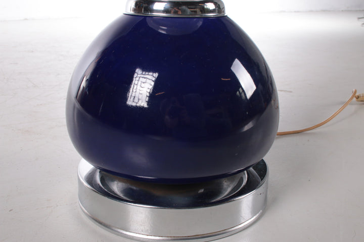 Vintage Lampenvoet van blauw en wit gekleurd glas voet detail