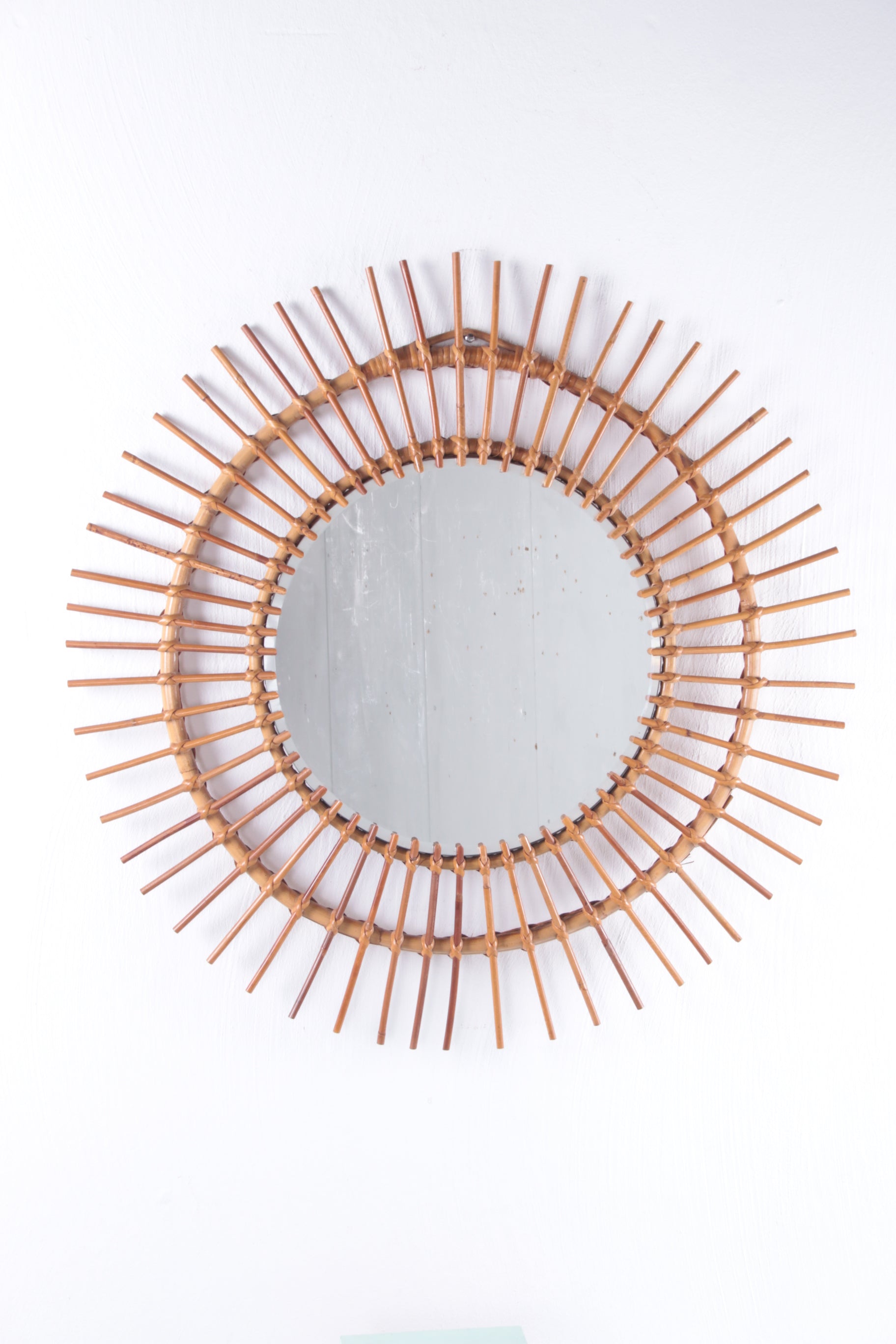 Franse ronde Rotan spiegel Bohemien Stijl voorkant