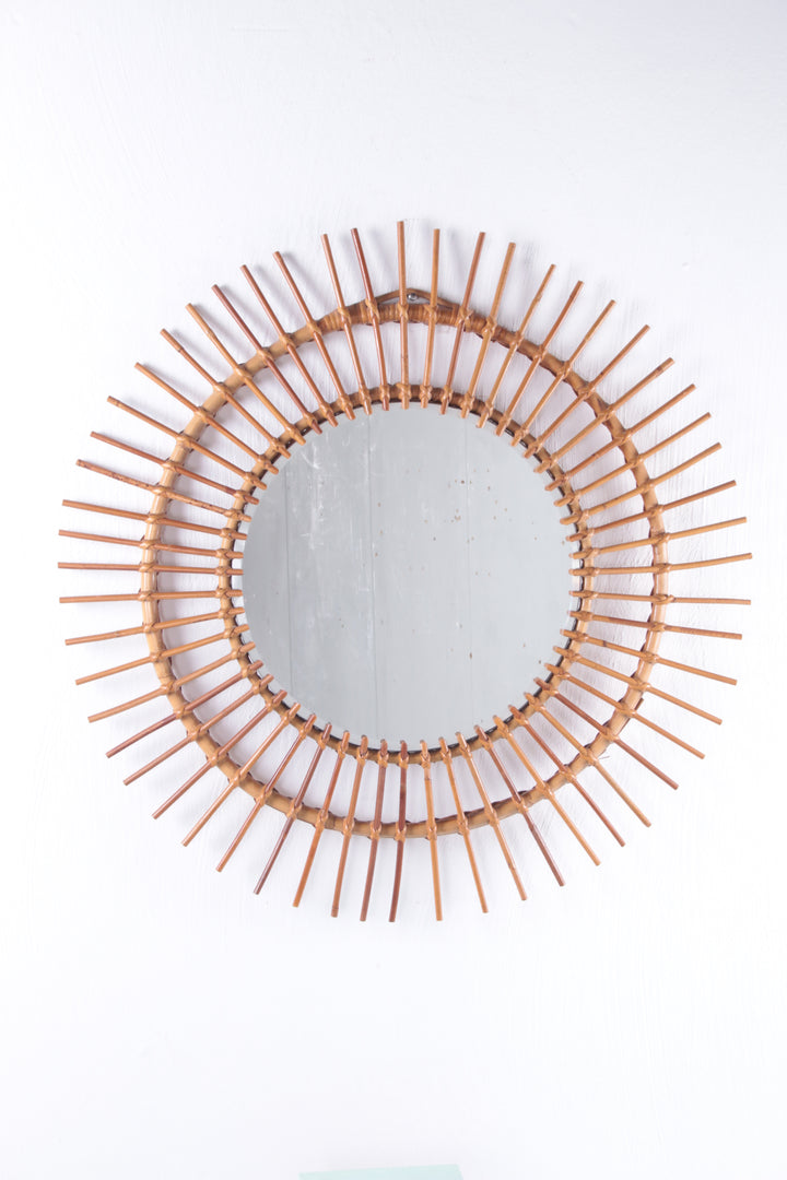 Franse ronde Rotan spiegel Bohemien Stijl voorkant