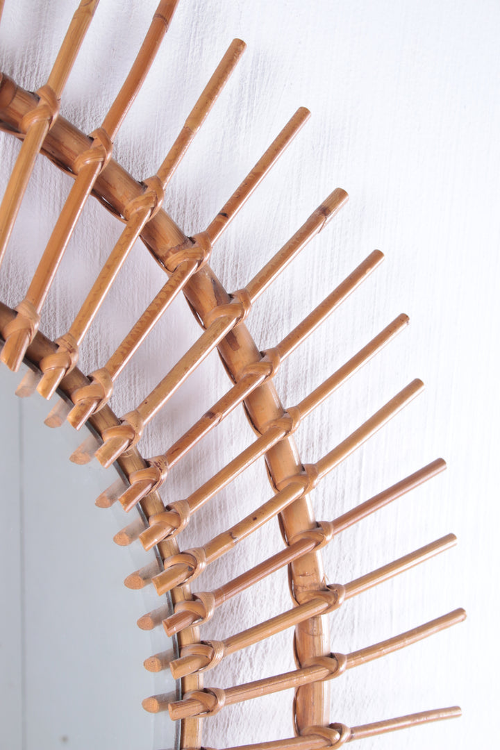 Franse ronde Rotan spiegel Bohemien Stijl detail rand