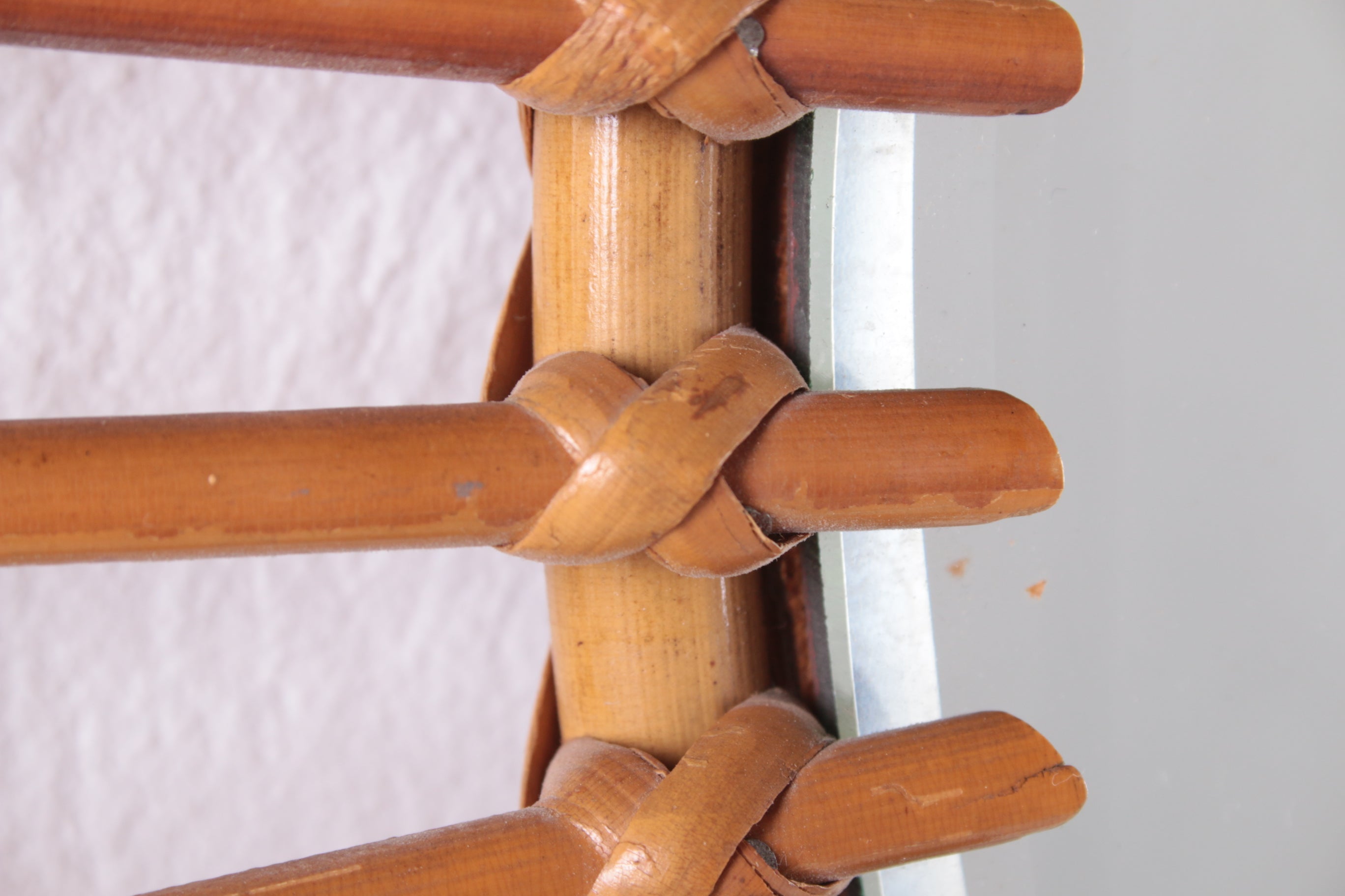 Franse ronde Rotan spiegel Bohemien Stijl detail rand