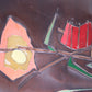 Koperen Wanddecoratie met Emaille boten jaren60 detail foto