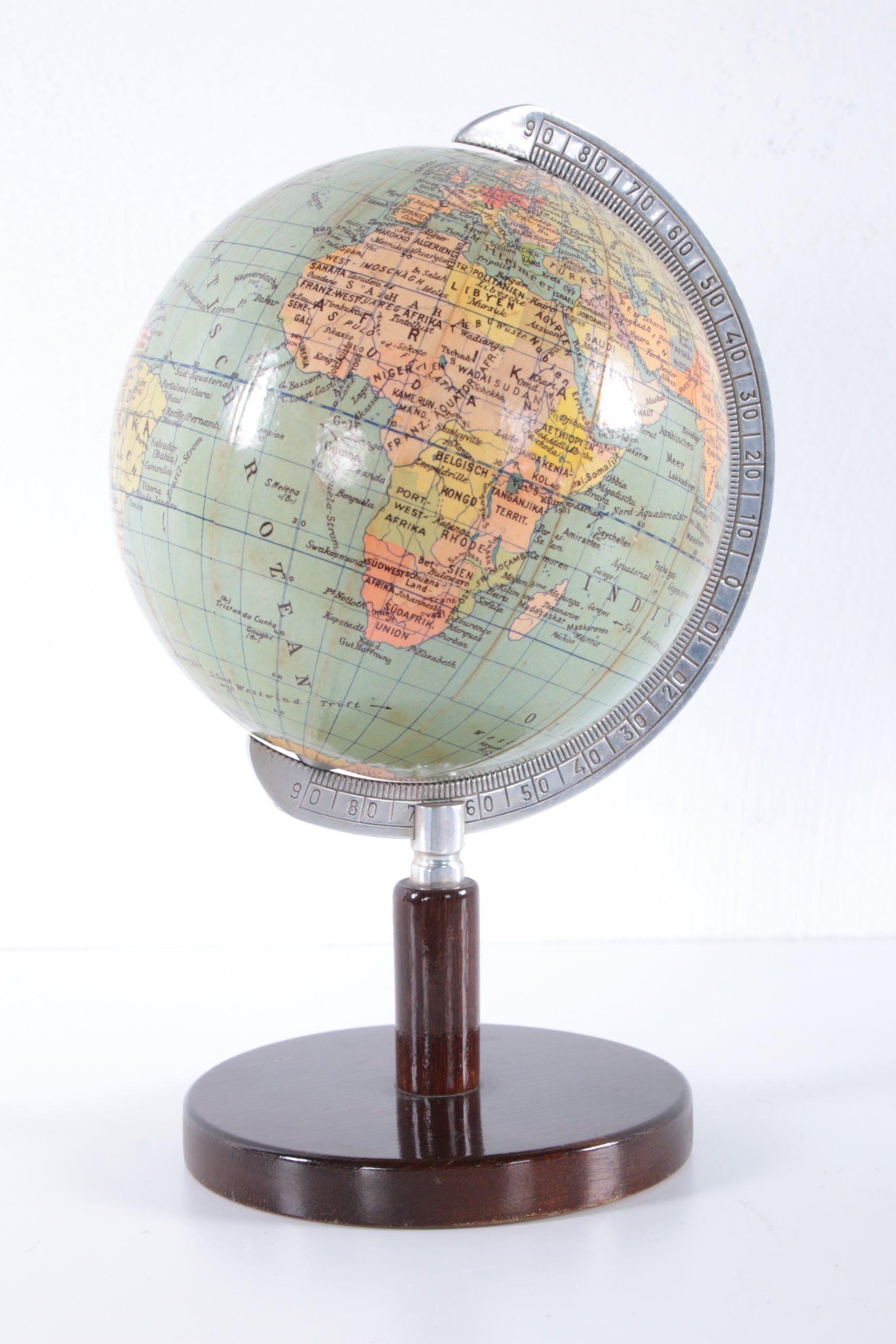 Mini Globe Columbus op houten voetje,jaren 50