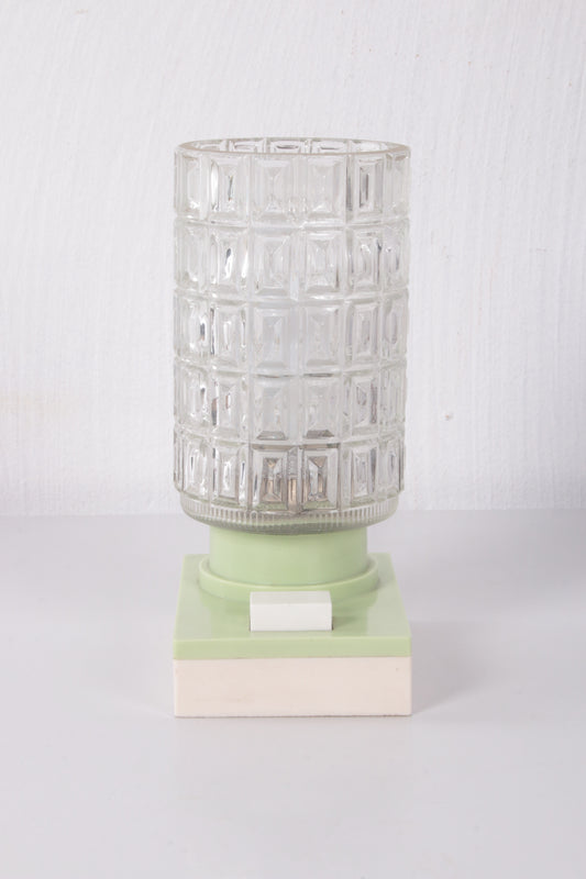 Vintage night light mint green with original glass 1970s