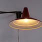 Vintage Wandlamp met Knik Arm Rode Kap Anvia lamp hoogervorst,1950