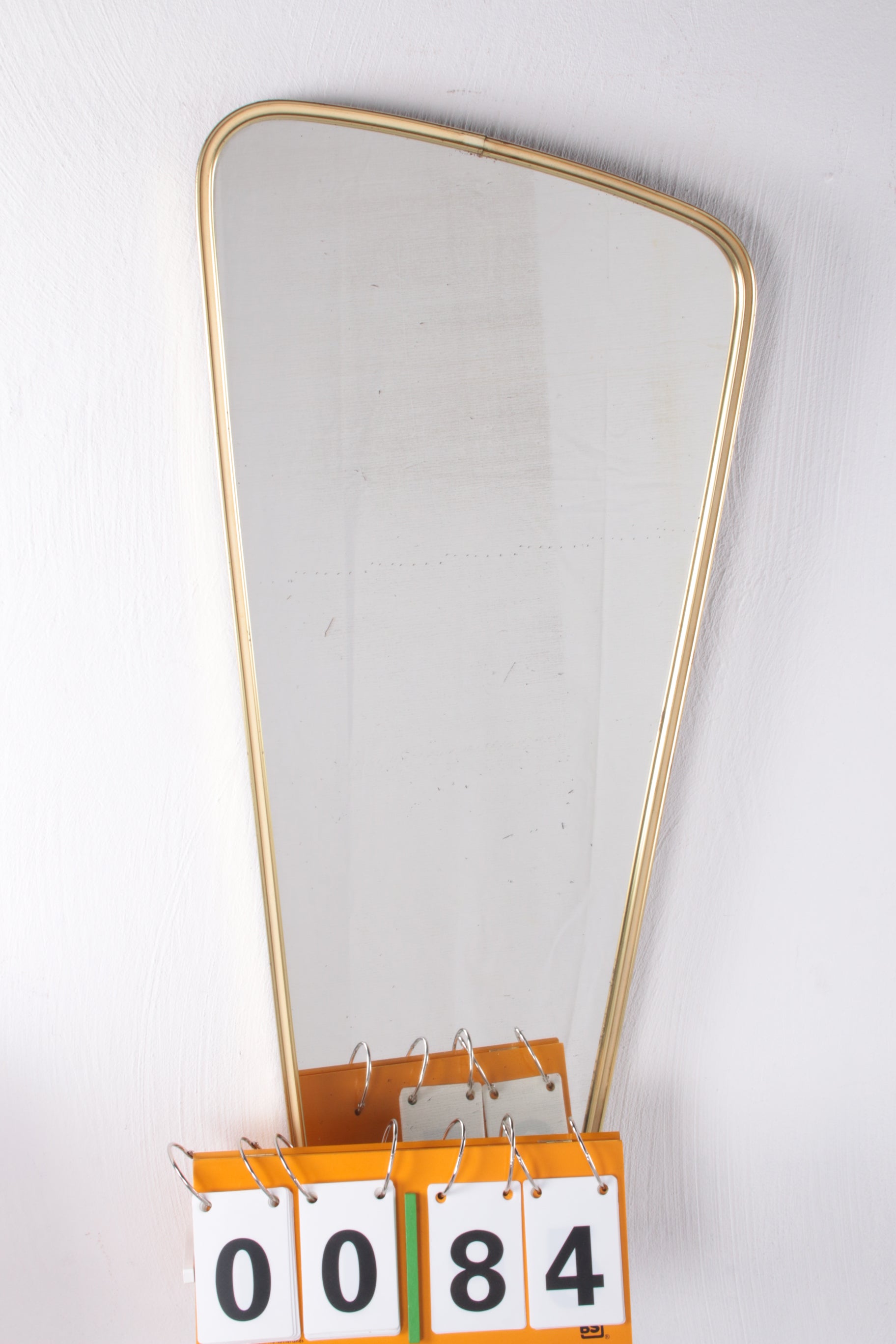 Vintage Langwerpige spiegel met messing rand, jaren60