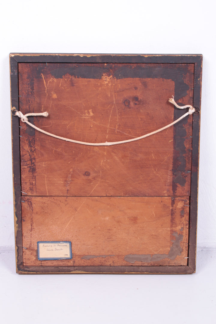 Mooi oud schilderij gemaakt van Wasco landschap met een molen,1923