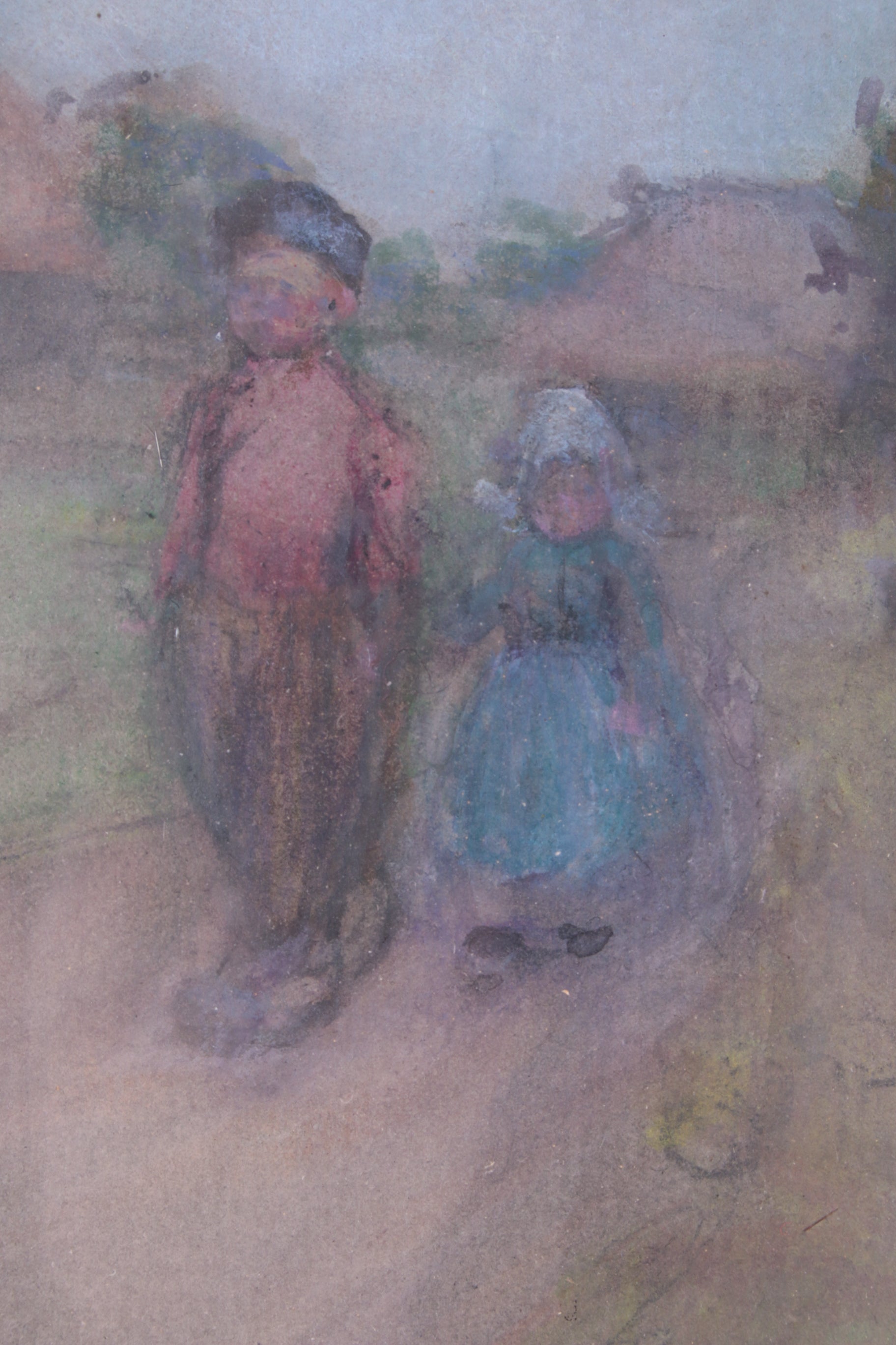 Mooi oud schilderij gemaakt van Wasco landschap met een molen,1923