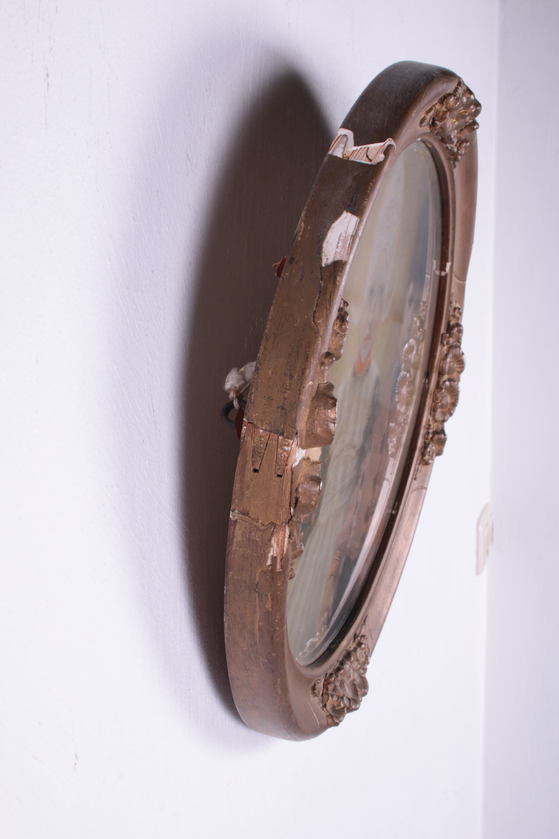 Brocante gouden lijst met print van Boerenkinderen,1960