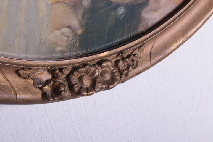 Brocante gouden lijst met print van Boerenkinderen,1960