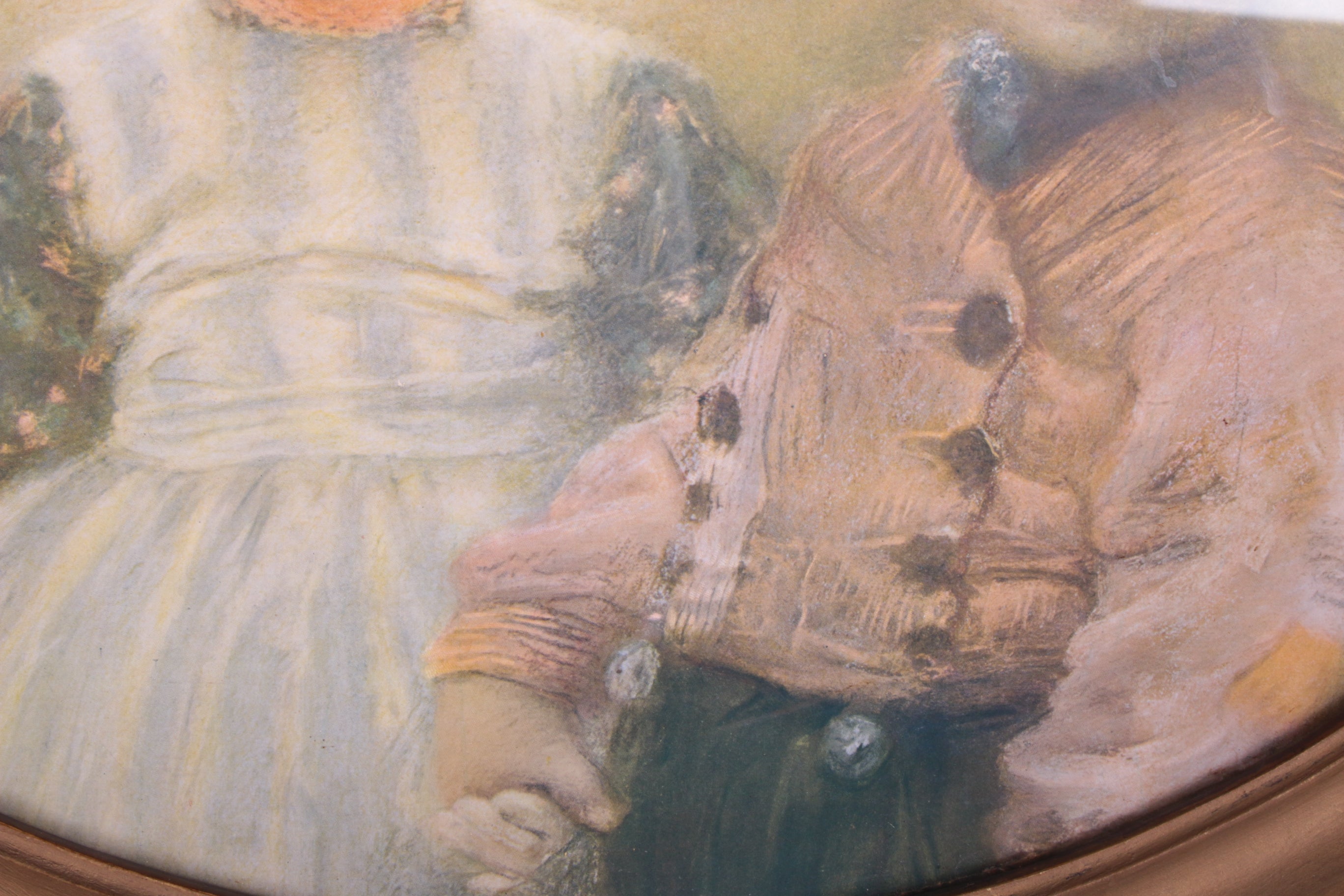 Brocante gouden lijst met print van Boerenkinderen,1960