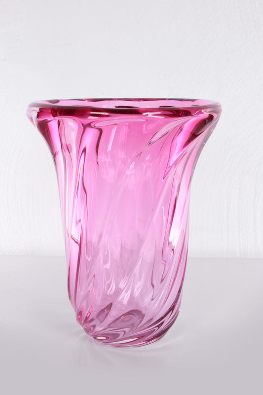Large Vintage Val St. Lambert crystal vase Cranberry