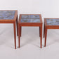 Vintage Set Side Tables with beautiful blue tiles 60s Denmark