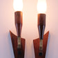 Vintage set of 2 wall lamps made of Pallisander 1960s