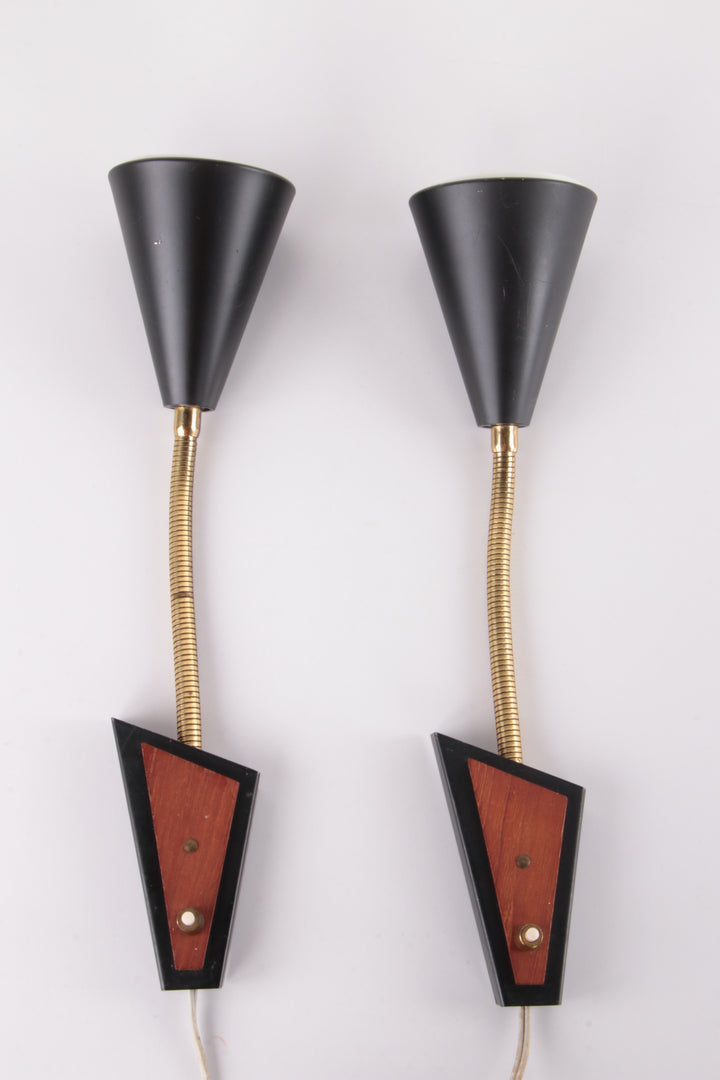 Deense Set van 2 buigzame spotjes jaren60