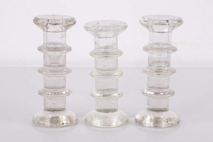 Vintage Set van 3 iittala glazen kandelaars Design van Timo Sarpaneva jaren60