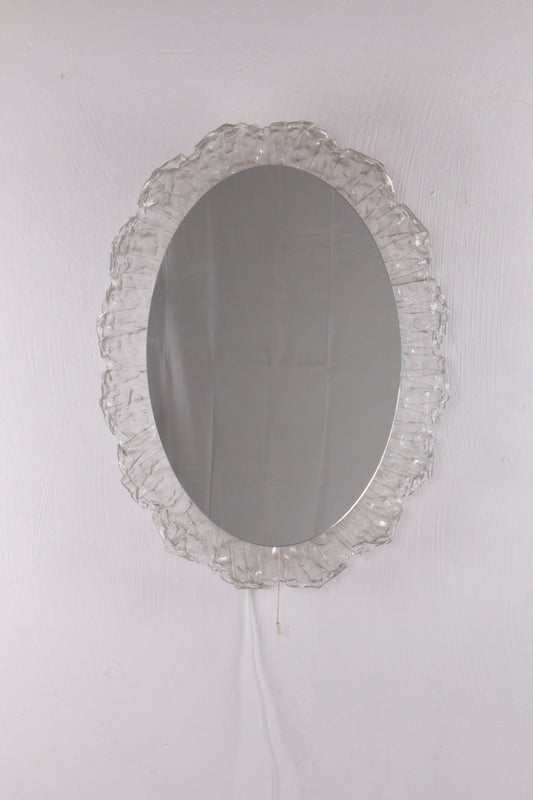 Oval Bathroom wall mirror with lighting and plexiglass edge by Hillebrand