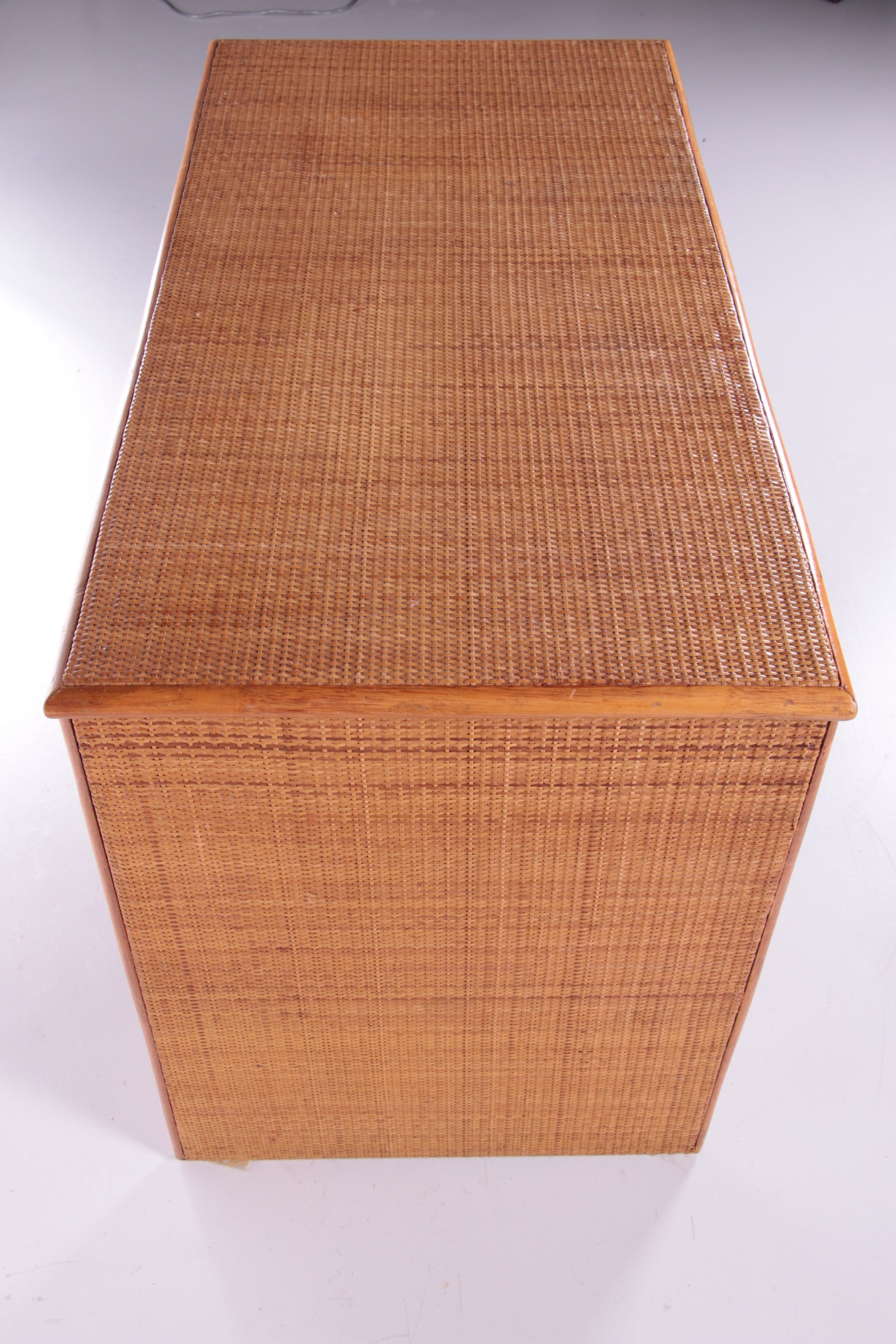 Bohemian stijl Bamboe Rotan bureau met lades uit Frankrijk jaren60