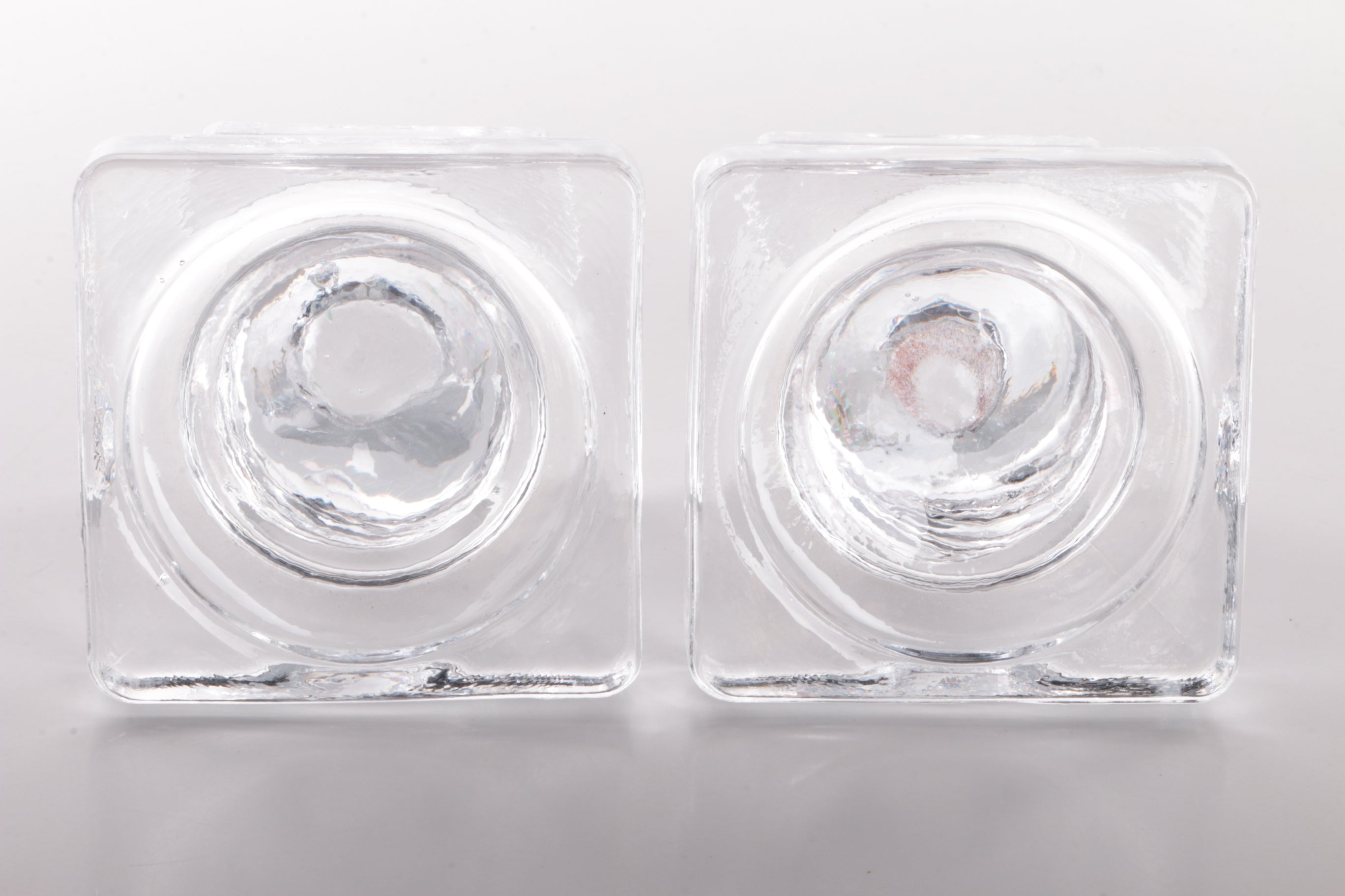 Vintage set van 2 Glas kandelaars jaren60 Scandinavie.