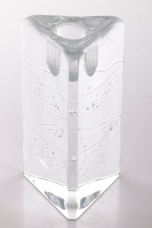 Vintage triangle glass candlestick design by Timo Sarpaneva