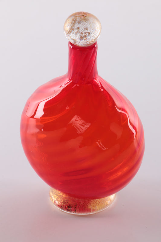 Murano Gold Yellow Orange Bottle with gold stop marked