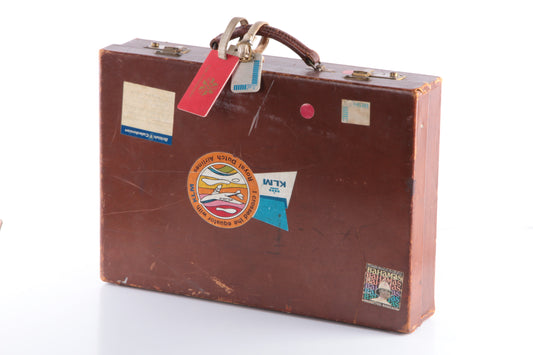 Harde zakelijke Bruine leren koffer met klepmappen KLM