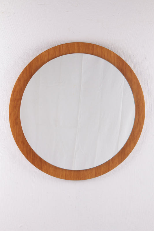 Grote ronde licht houten Wandspiegel hoofdfoto