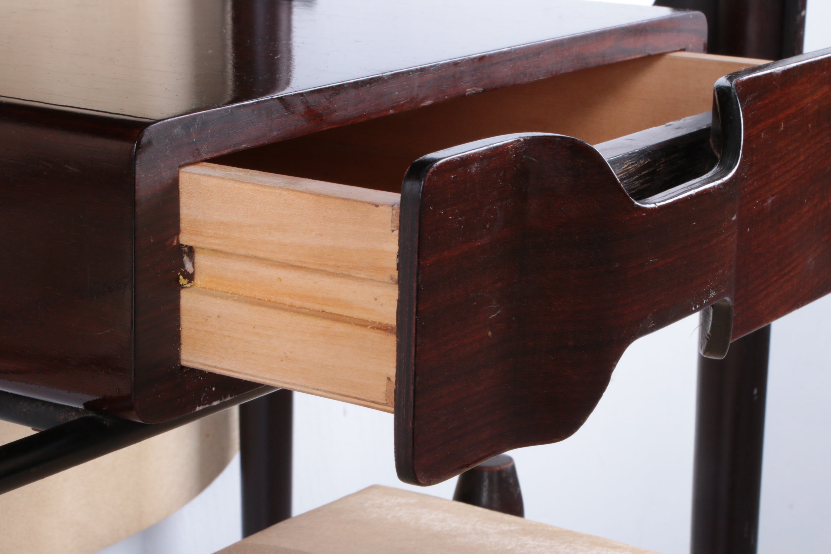 Ico Parisi Wandmeubel met spiegel en krukje 1950 Italie