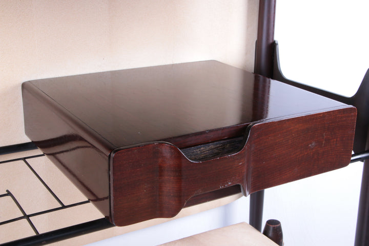 Ico Parisi Wandmeubel met spiegel en krukje 1950 Italie