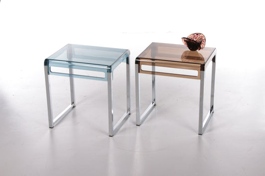 Vintage set of Plexiglas side tables design by Marc Berthier in France 1960s