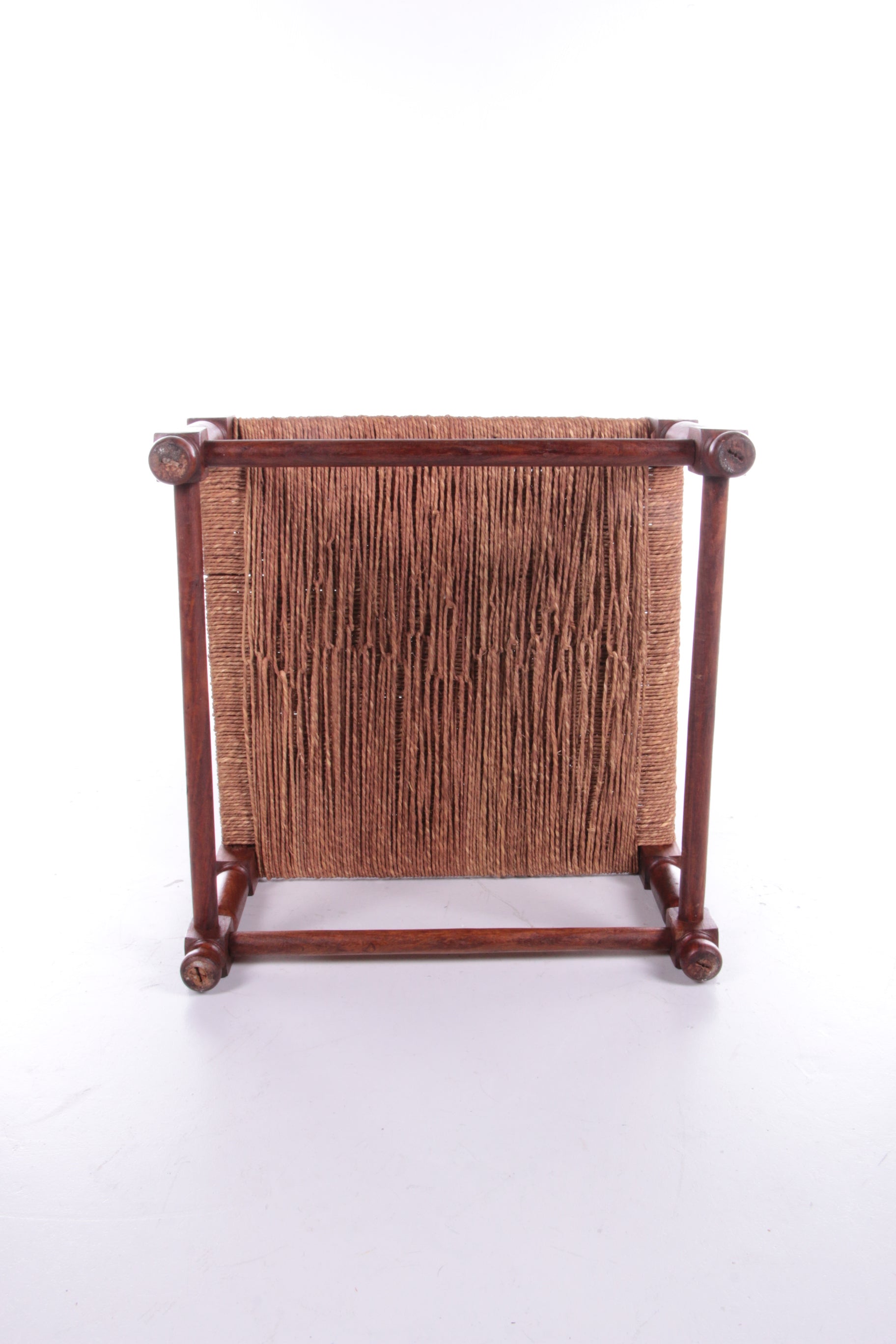 Vintage Brutalistisch krukje of voetenbankje van jute touw, jaren 60