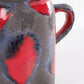 Vintage Rode Keramieken Fat lava zwart rode vaas,1960
