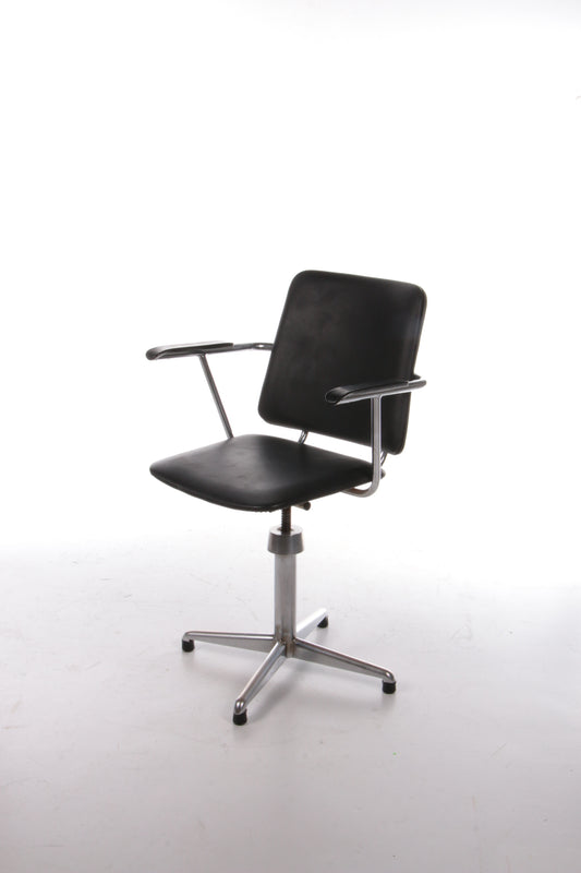Vintage Office Chair With Tubular Frame and Skai Seat 1960s