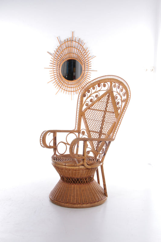Vintage grote Bamboe stoel jaren60 Frankrijk.