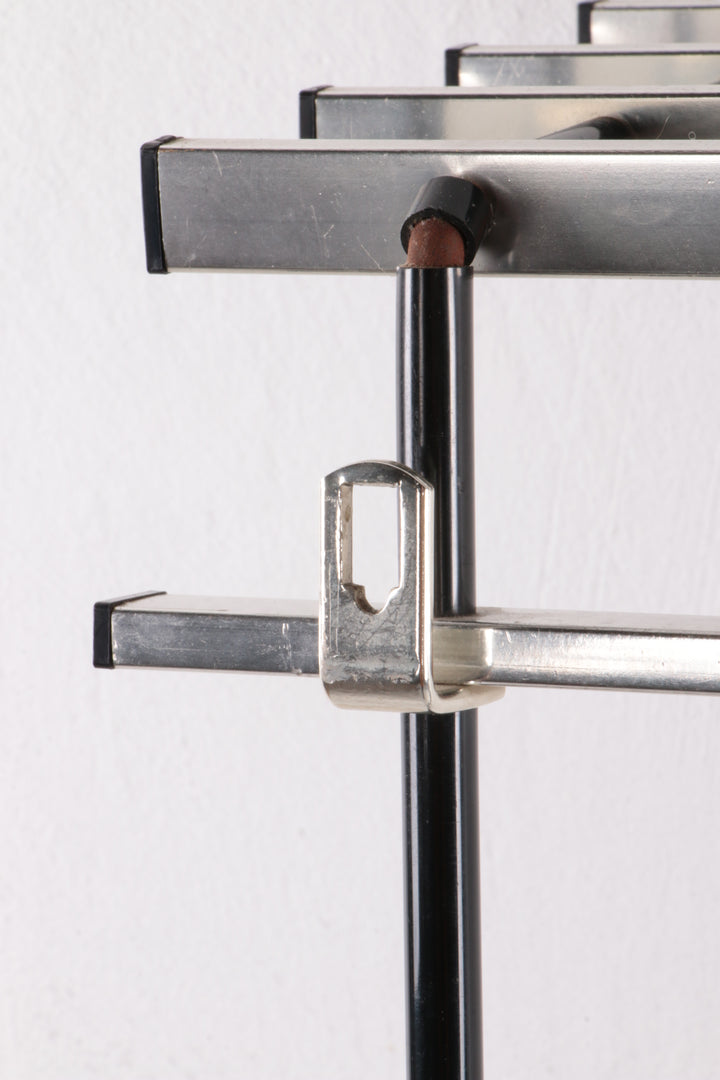 Vintage chrome kleur aluminium wandkapstok 1950s