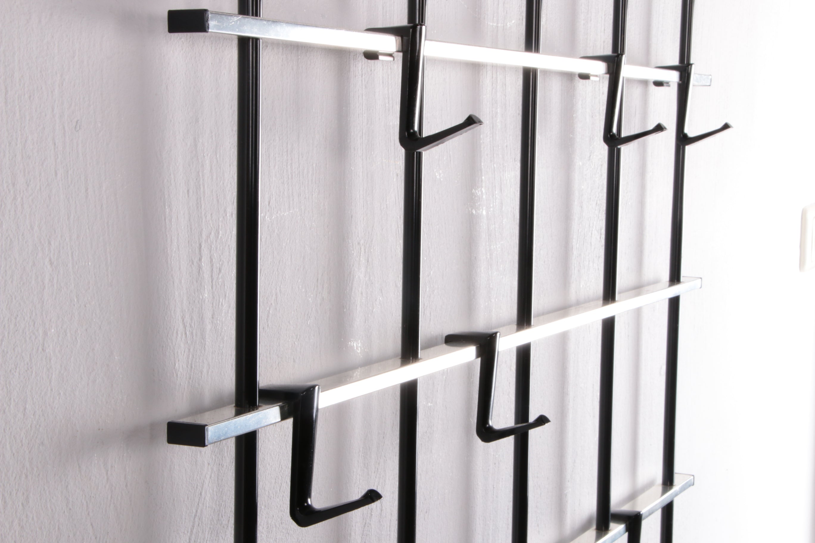 Vintage chrome kleur aluminium wandkapstok 1950s