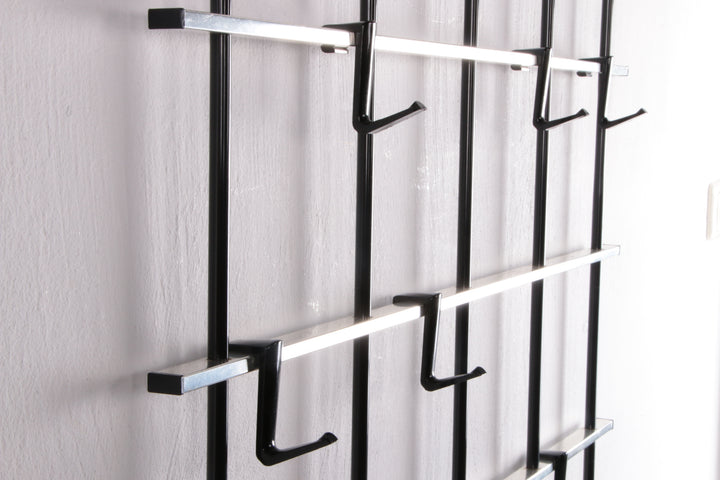 Vintage chrome kleur aluminium wandkapstok 1950s