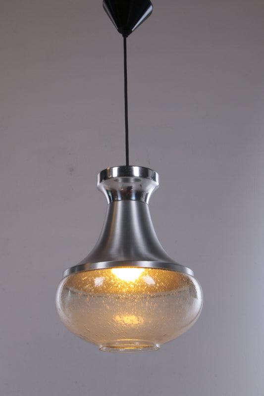 Vintage Doria Hanglamp glas en chrome,1960 Duitsland.