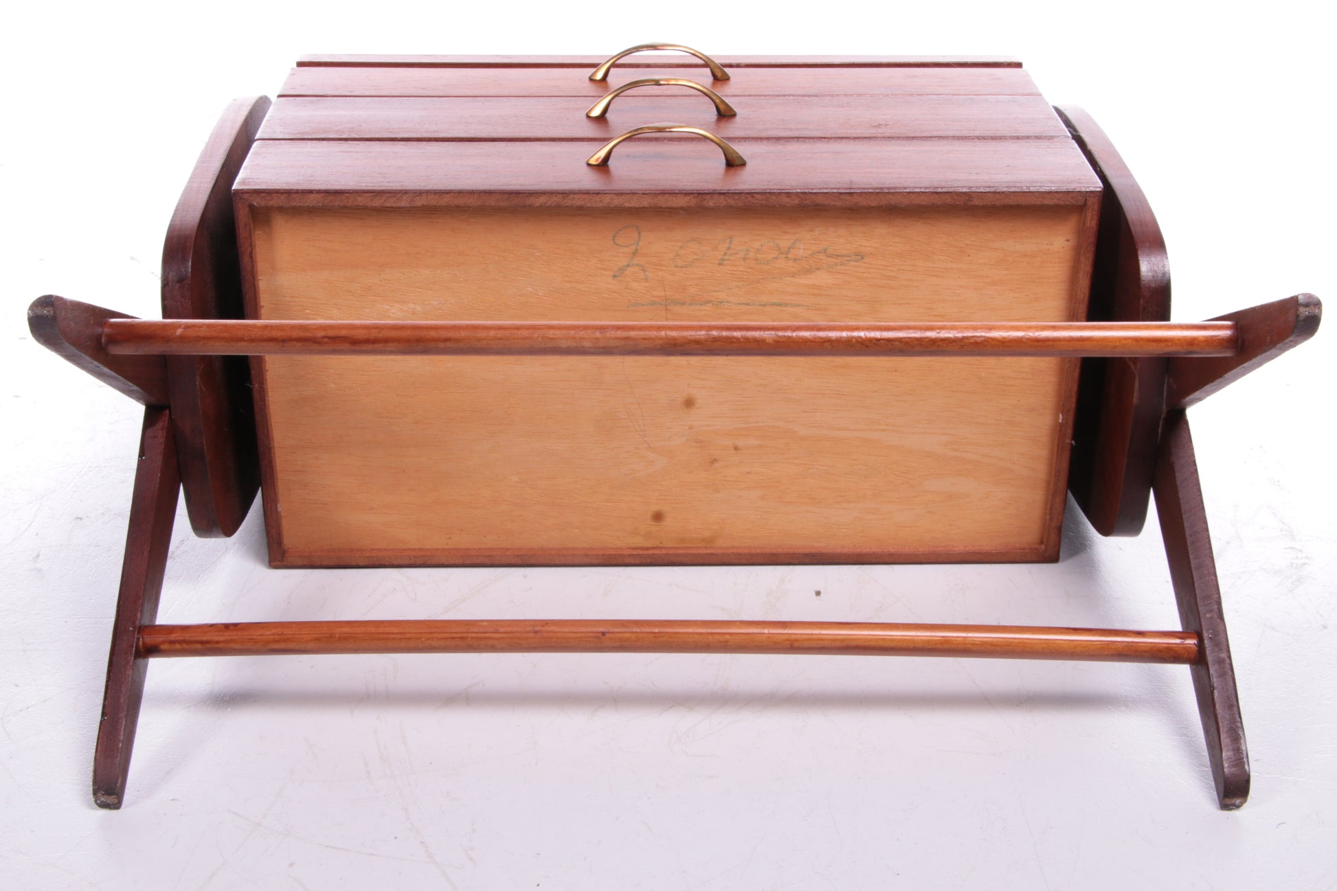 Vintage teak houten Naaibox/bijzettafel,1960 Nederlands