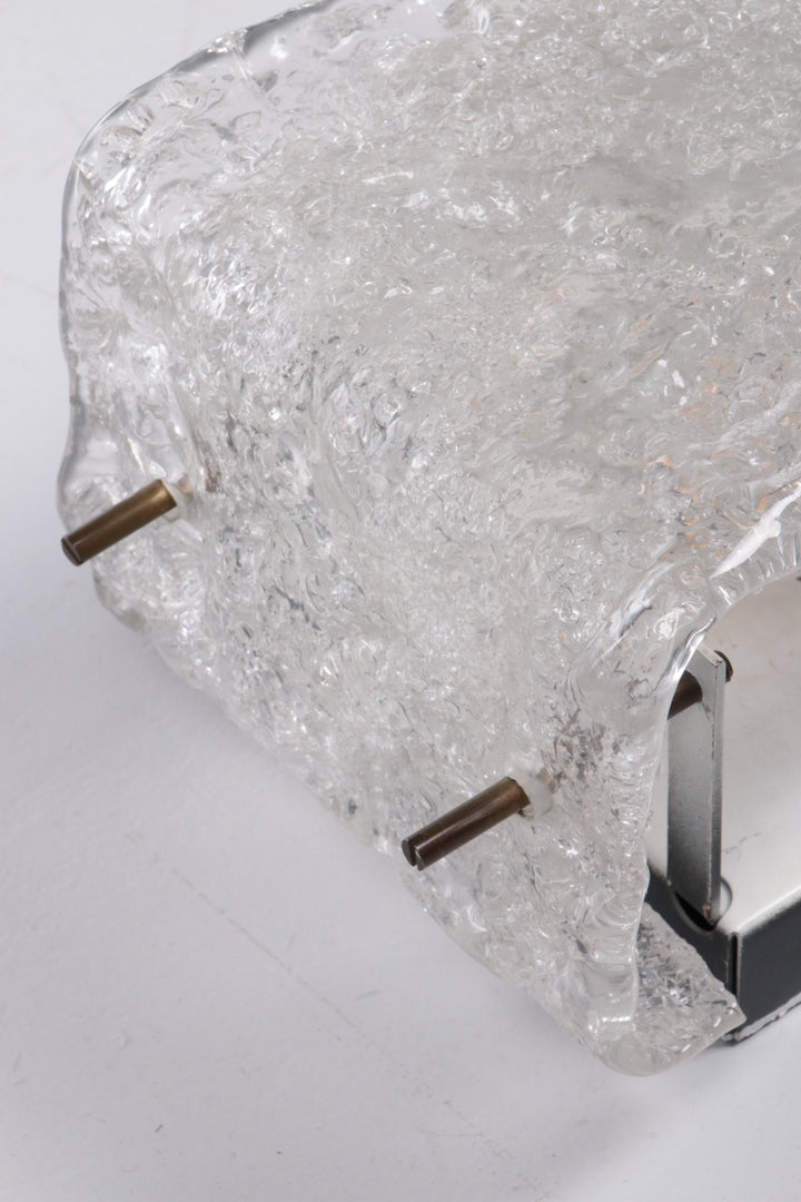 Vintage Set van 2 Kalmar Wandlampen met ijsglas,1960 Duitsland