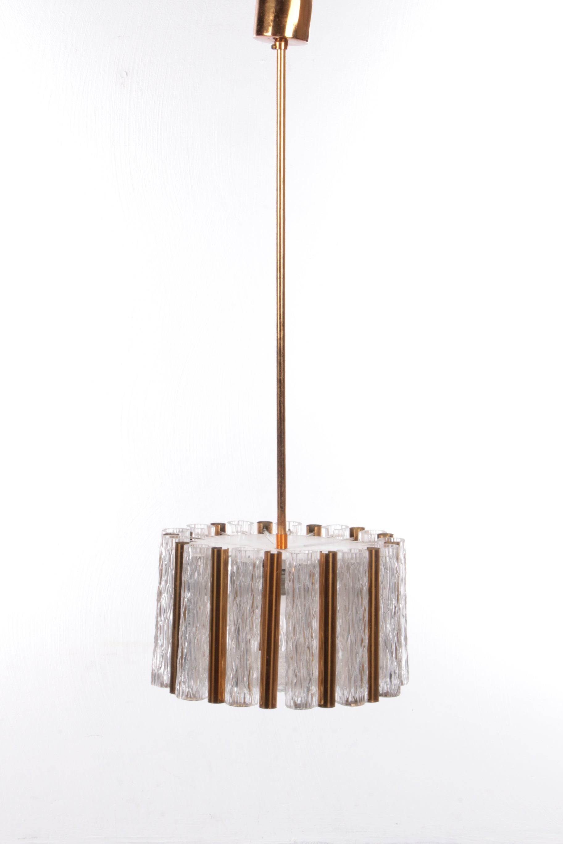 Vintage kristallen ijsglazen ronde kroonluchter van Kaiser Leuchten, jaren 60