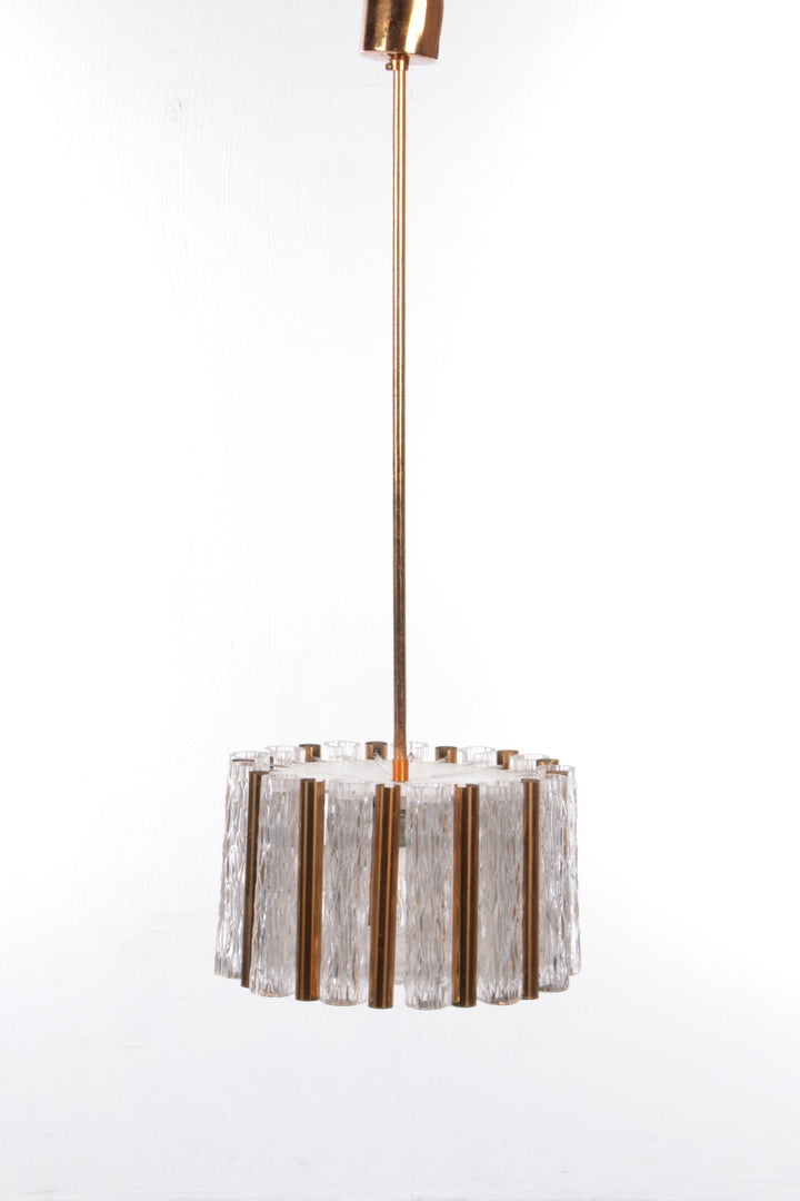 Vintage kristallen ijsglazen ronde kroonluchter van Kaiser Leuchten, jaren 60
