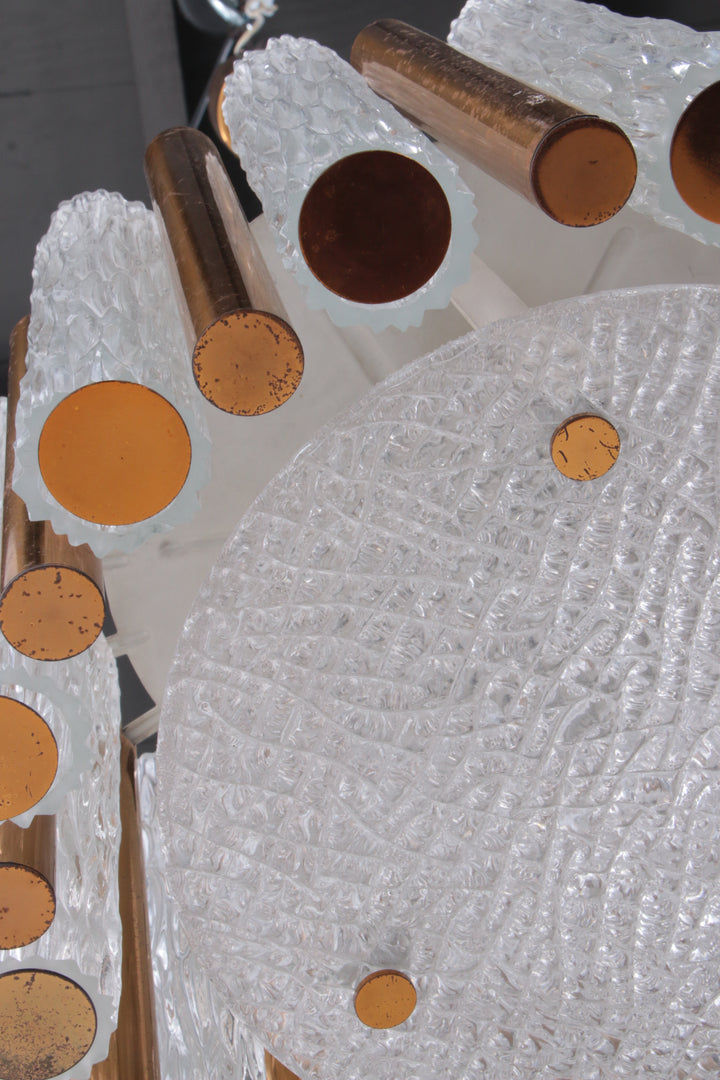 Vintage kristallen ijsglazen ronde kroonluchter van Kaiser Leuchten, jaren 60