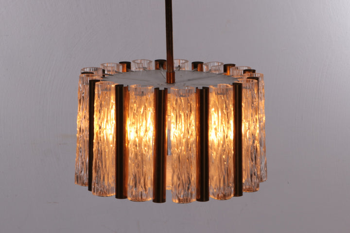 Vintage kristallen ijsglazen ronde kroonluchter van Kaiser Leuchten, jaren 60