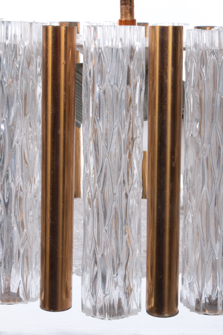 Vintage kristallen ijsglazen ronde kroonluchter van Kaiser Leuchten, jaren 60