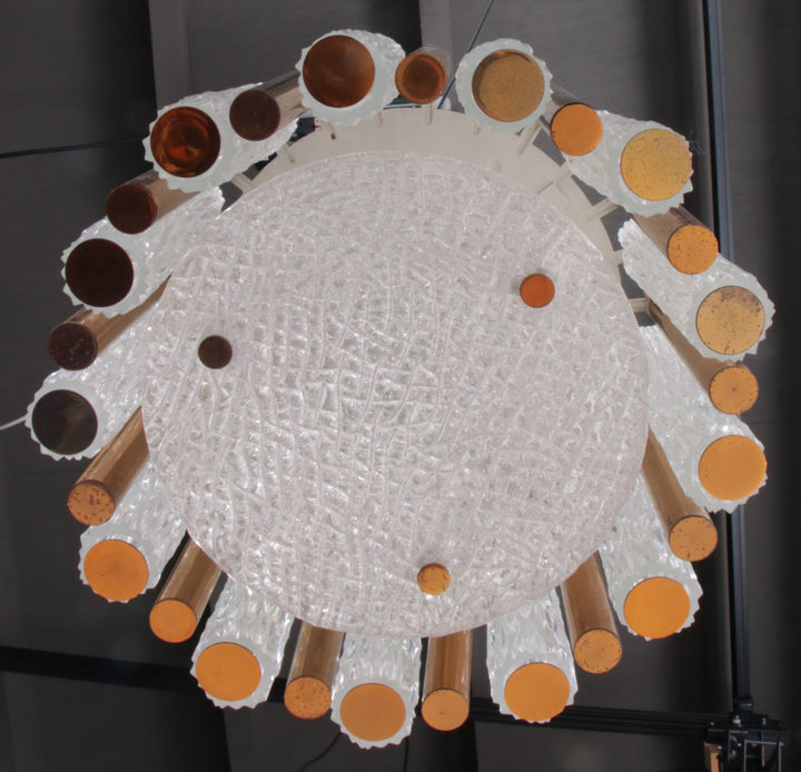 Vintage kristallen ijsglazen ronde kroonluchter van Kaiser Leuchten, jaren 60