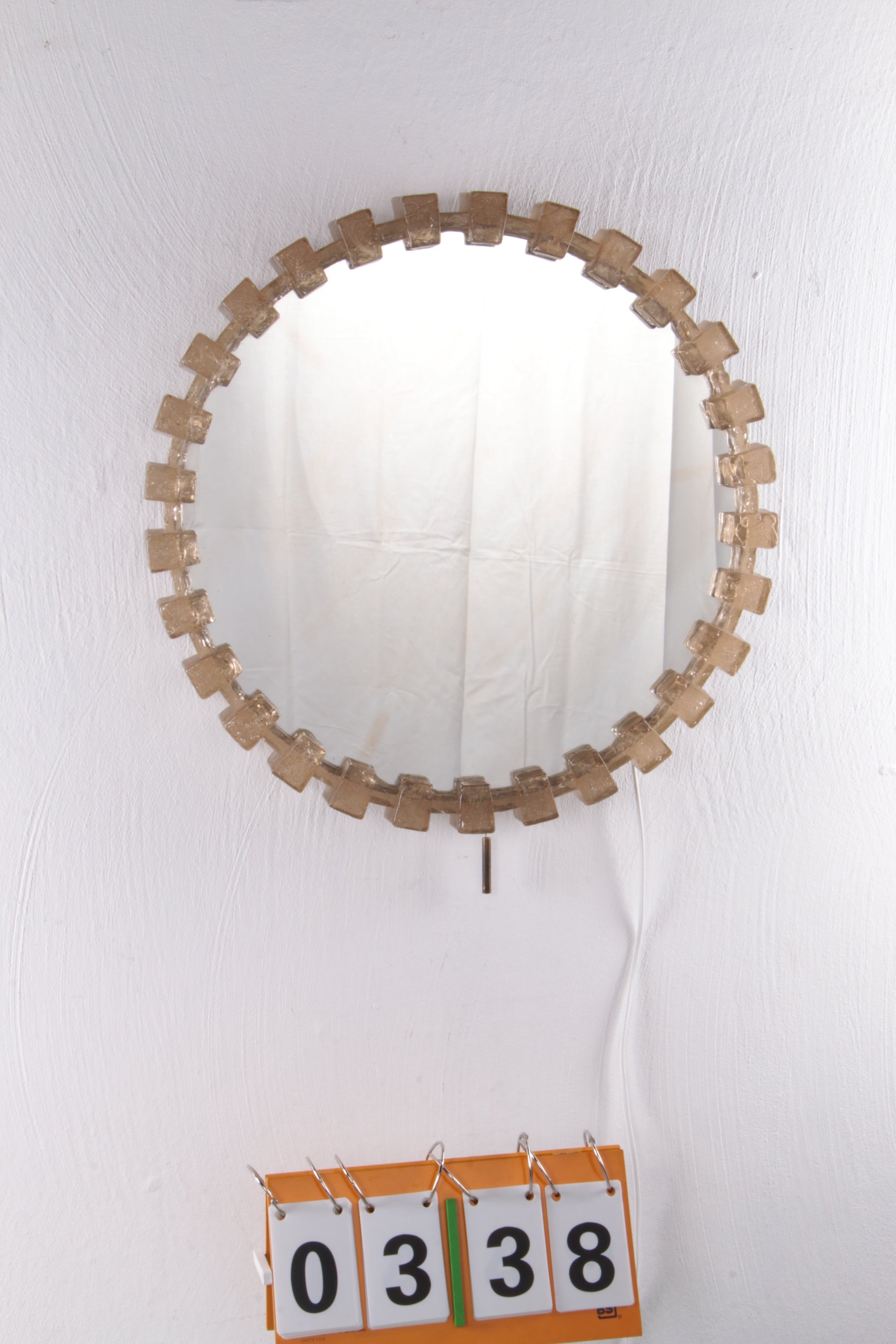 Plexiglas Ronde Spiegel met verlichting ontwerp Hillebrand,1960s